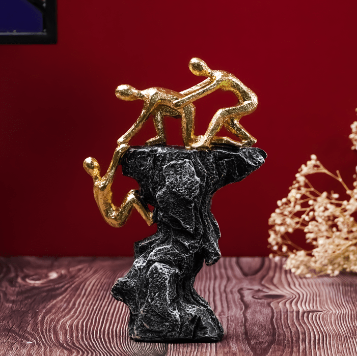 Gold-Clad Teamwork Sculpture on Granite Base - The Golden Theory