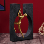 Gold Climbing Figure Sculpture in Black Frame - Modern Art Decor - The Golden Theory