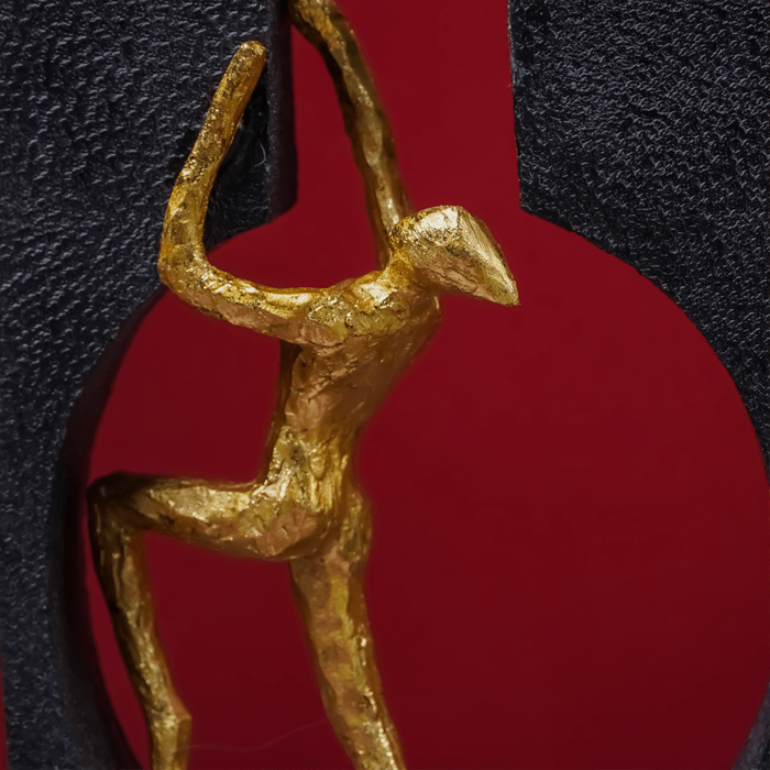 Gold Climbing Figure Sculpture in Black Frame - Modern Art Decor - The Golden Theory