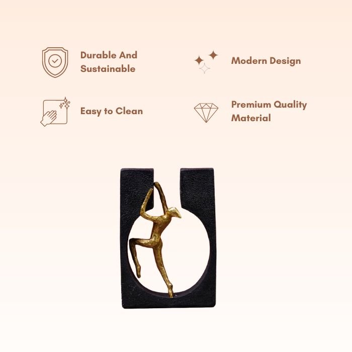 Gold Climbing Figure Sculpture in Black Frame - Modern Art Decor - The Golden Theory
