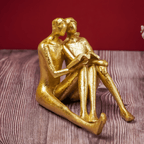 Gold Couple Reading Sculpture - Intimate Moments Decor - The Golden Theory