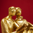 Gold Couple Reading Sculpture - Intimate Moments Decor - The Golden Theory