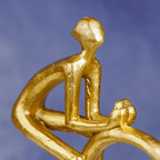 Gold Cyclist Sculpture - Dual Cyclists on Black Base - The Golden Theory
