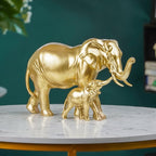 Gold Elephant and Calf Statue - The Golden Theory
