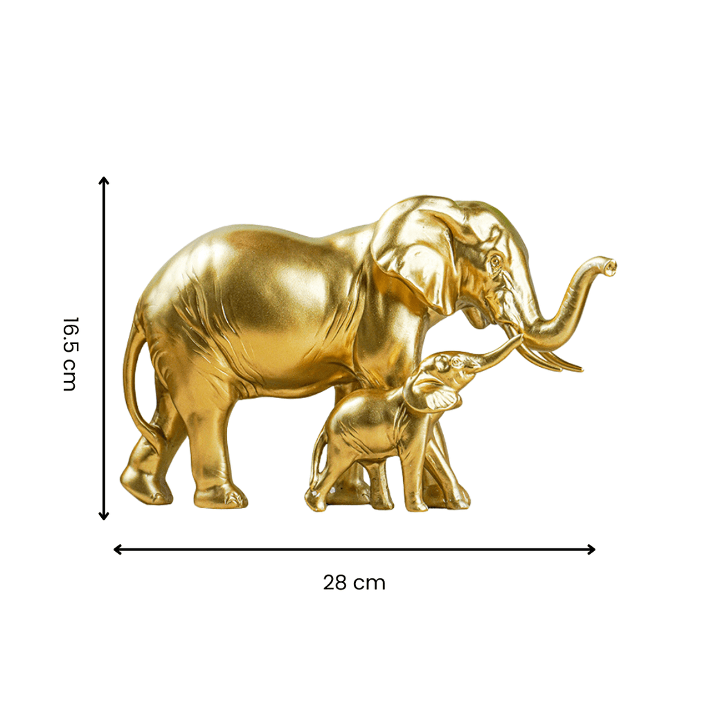 Gold Elephant and Calf Statue - The Golden Theory