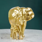 Gold Elephant and Calf Statue - The Golden Theory