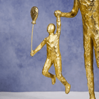 Gold Family Sculpture with Balloon - Joyful Moments in Art - The Golden Theory