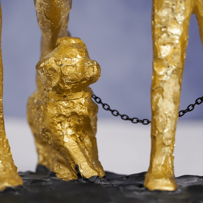 Gold Family Sculpture with Balloon - Joyful Moments in Art - The Golden Theory