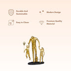 Gold Family Sculpture with Balloon - Joyful Moments in Art - The Golden Theory