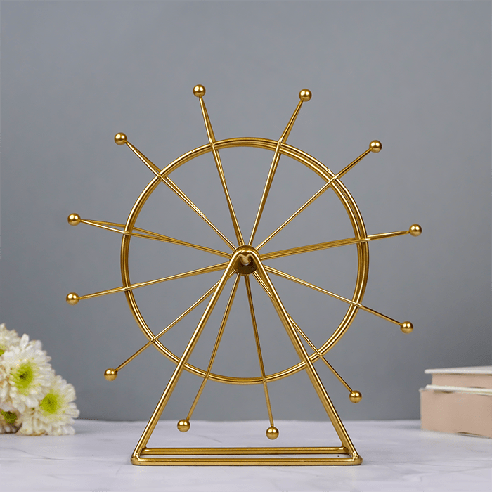 Gold Ferris Wheel Table Decor with Geometric Base - The Golden Theory