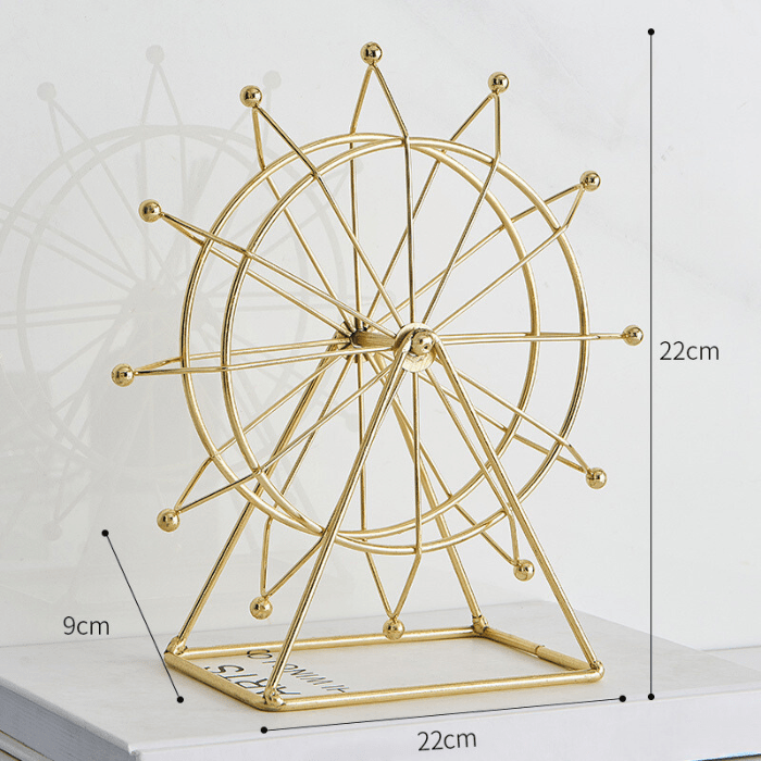 Gold Ferris Wheel Table Decor with Geometric Base - The Golden Theory