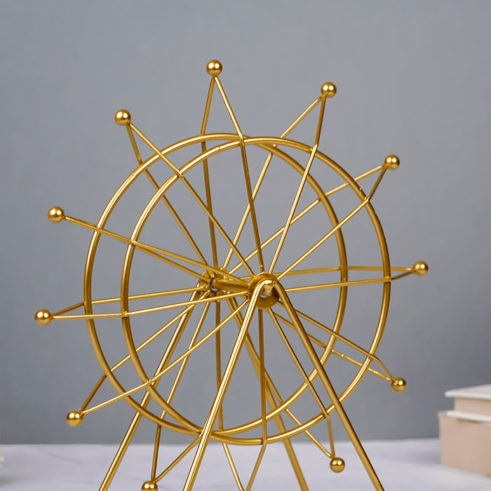 Gold Ferris Wheel Table Decor with Geometric Base - The Golden Theory