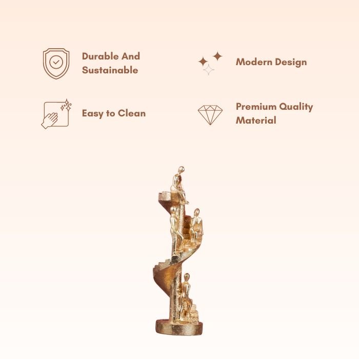 Gold Figures on Spiral Staircase Sculpture - The Golden Theory