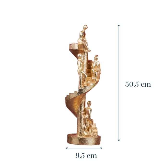 Gold Figures on Spiral Staircase Sculpture - The Golden Theory
