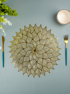 Gold Floral Cutout Table Mat with Intricate Petal Design - The Golden Theory