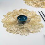 Gold Floral Cutout Table Mat with Peony-Inspired Design - The Golden Theory