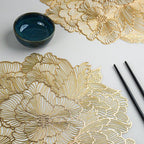 Gold Floral Cutout Table Mat with Peony-Inspired Design - The Golden Theory