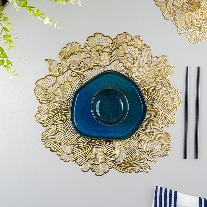 Gold Floral Cutout Table Mat with Peony-Inspired Design - The Golden Theory