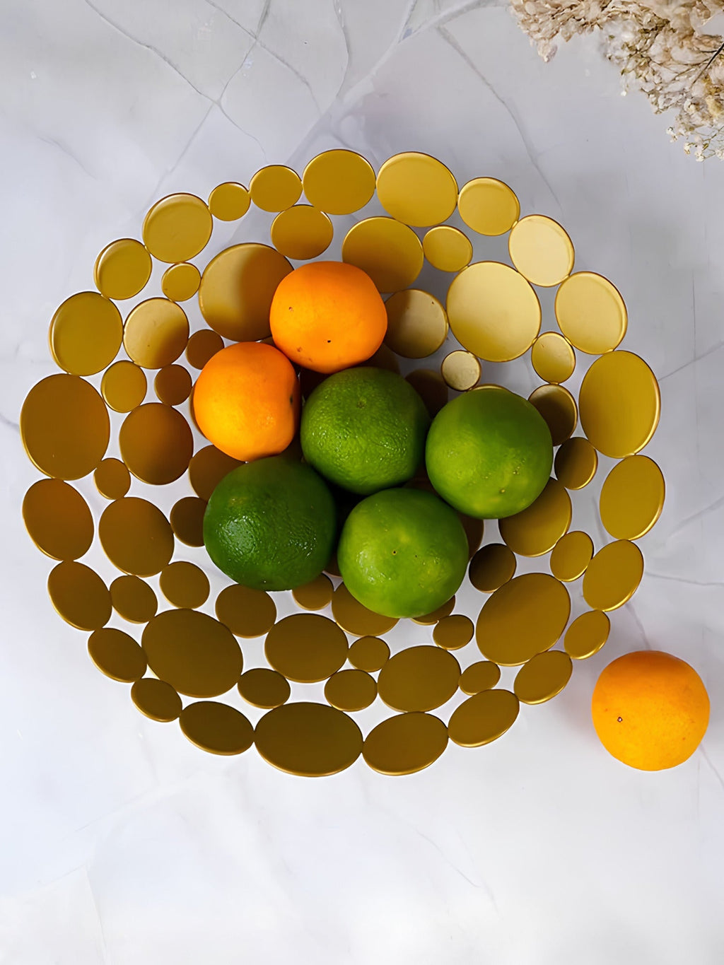 Gold Fruit Bowl with Round Discs - The Golden Theory