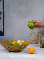 Gold Fruit Bowl with Round Discs - The Golden Theory