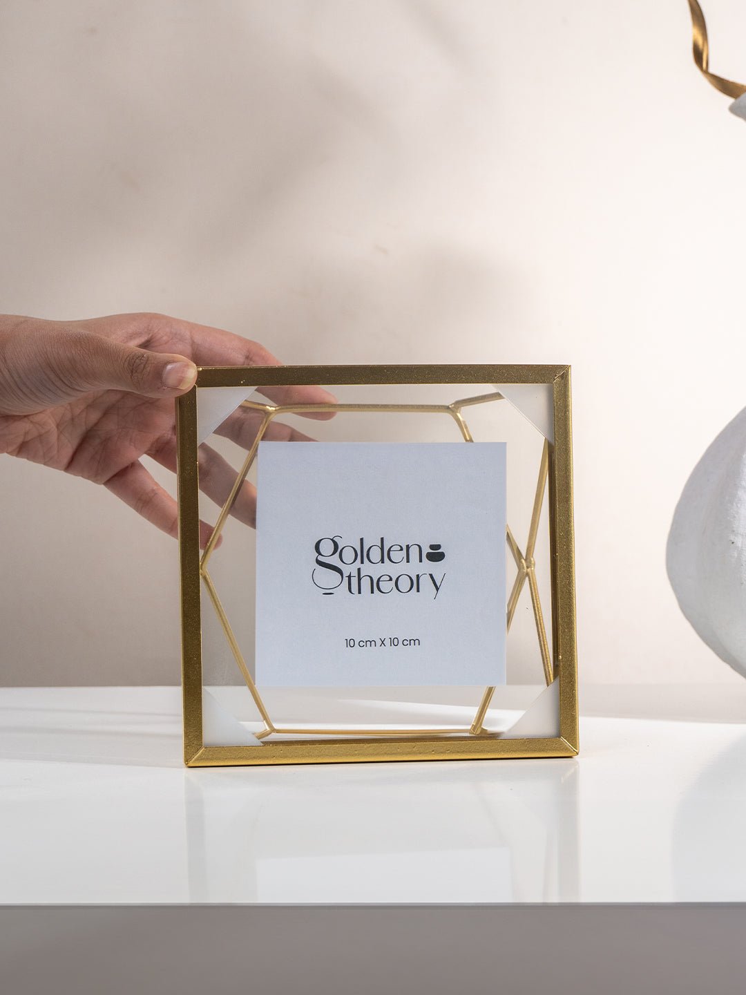 Gold Geometric Glass Photo Frame - Modern Design Secondary image