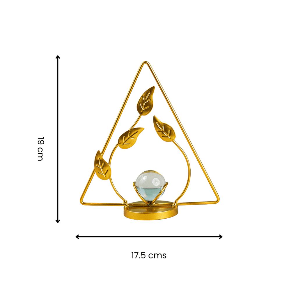 Gold Geometric Leaf with Crystal Sphere - The Golden Theory