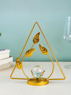 Gold Geometric Leaf with Crystal Sphere - The Golden Theory