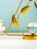Gold Geometric Leaf with Crystal Sphere - The Golden Theory