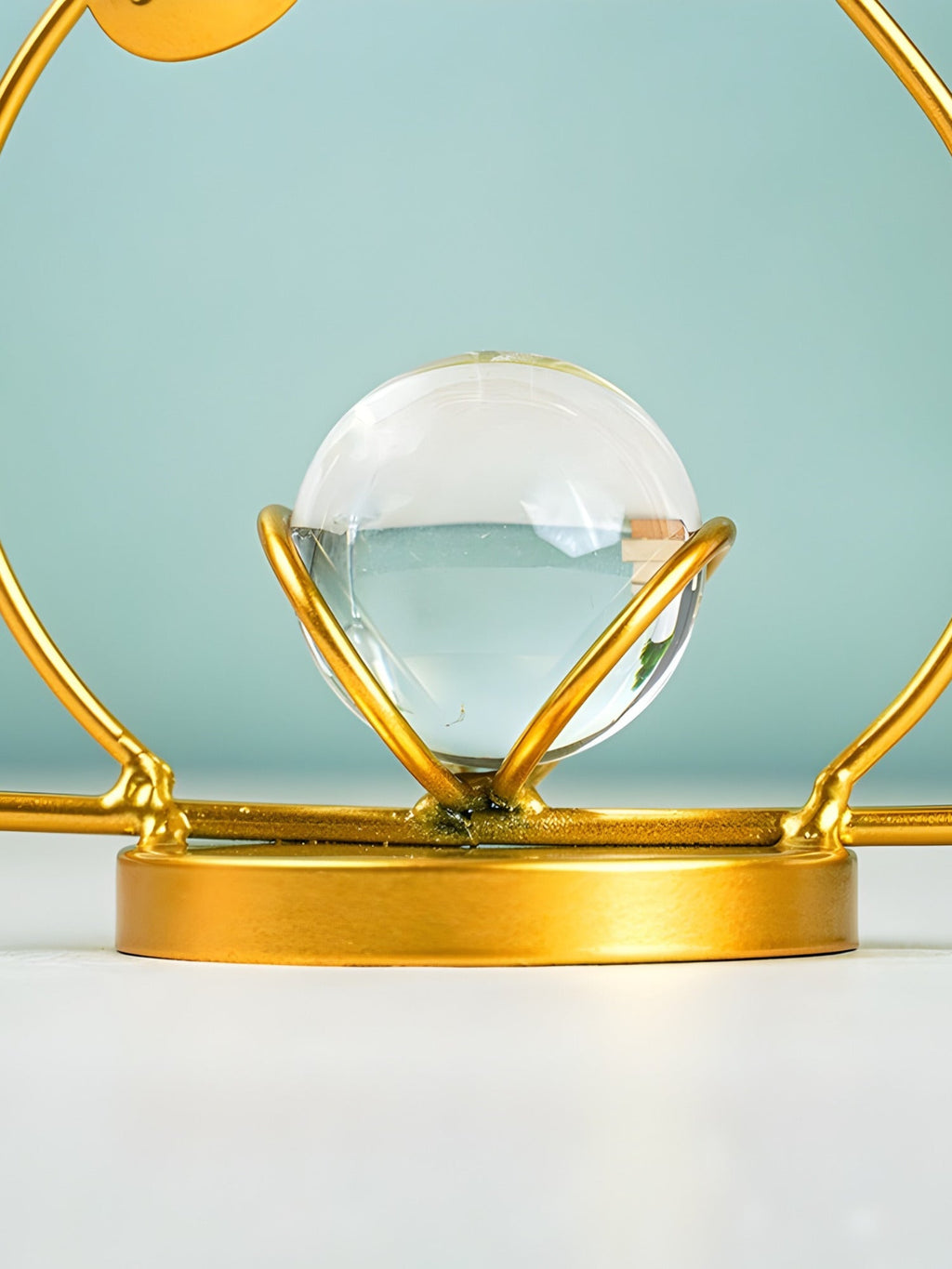 Gold Geometric Leaf with Crystal Sphere - The Golden Theory