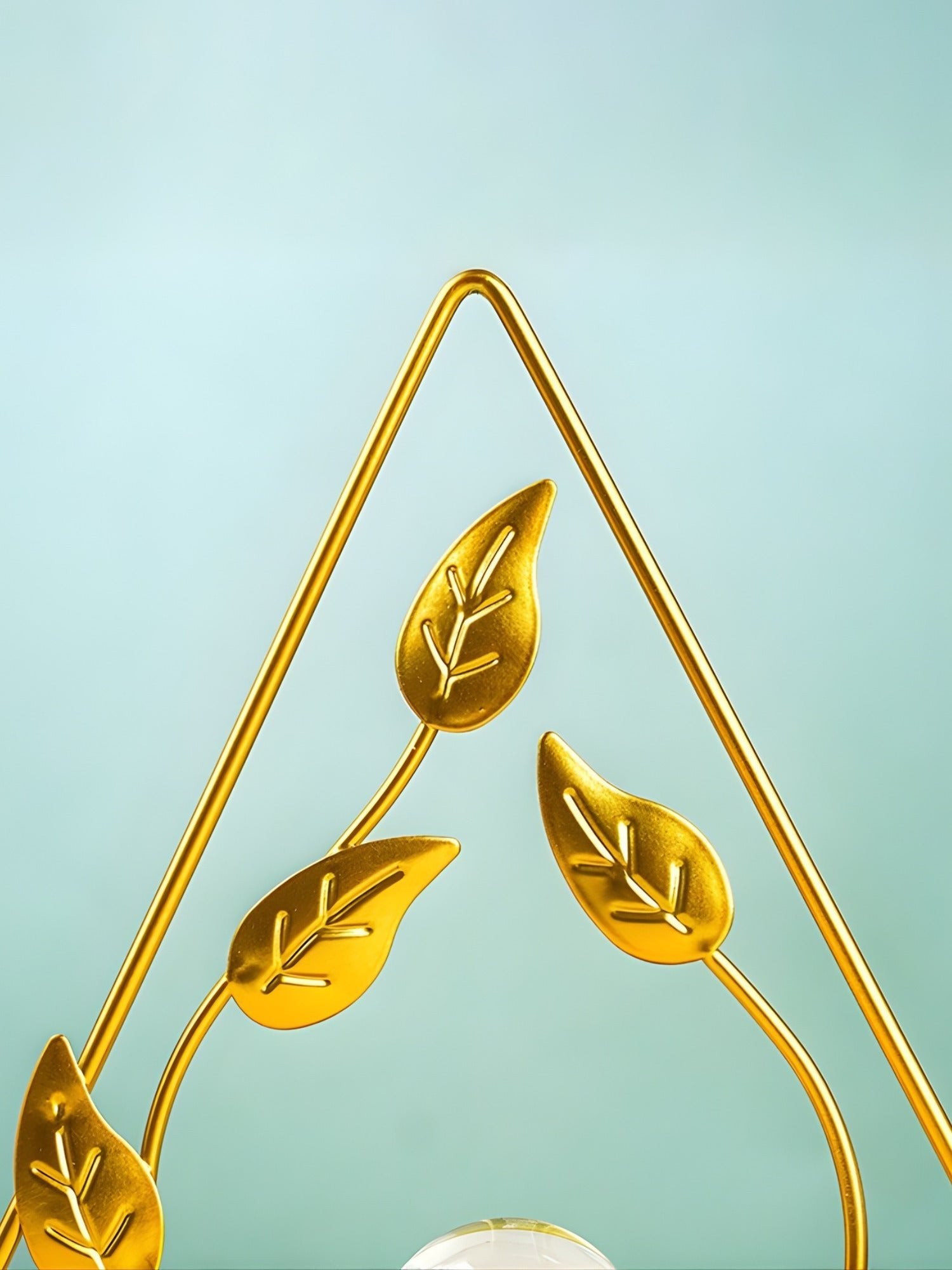 Gold Geometric Leaf with Crystal Sphere - The Golden Theory