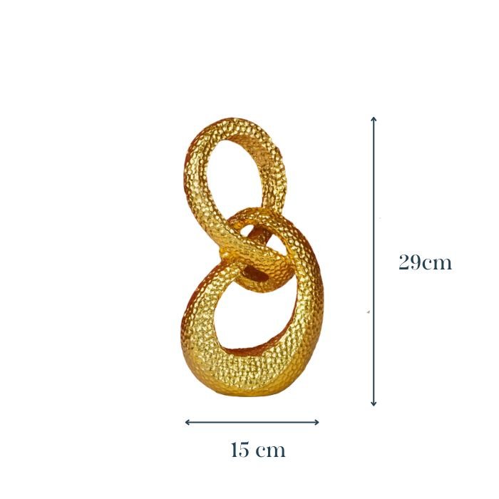 Gold Interlocking Loops Sculpture - Modern Textured Art - The Golden Theory