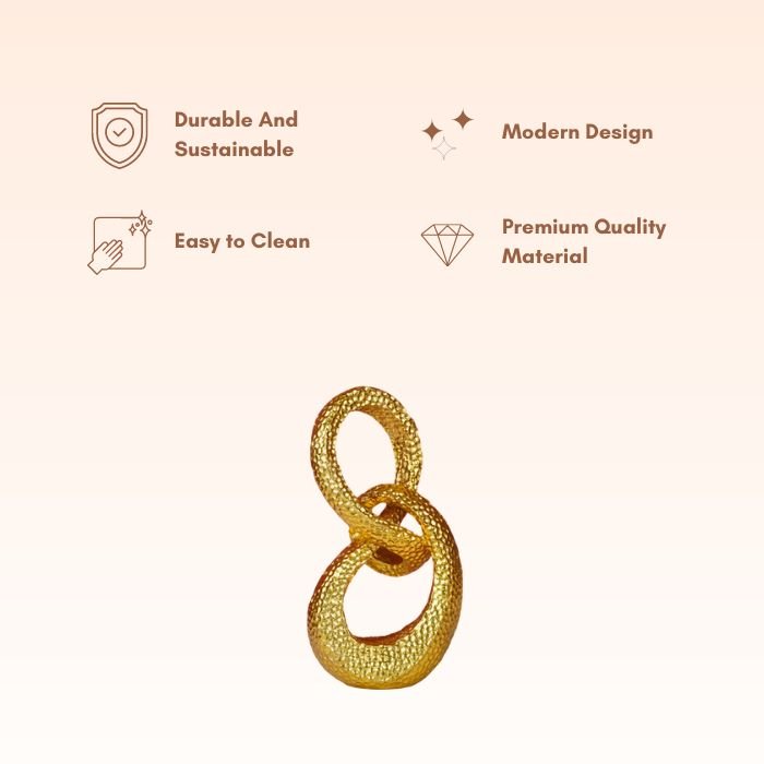 Gold Interlocking Loops Sculpture - Modern Textured Art - The Golden Theory