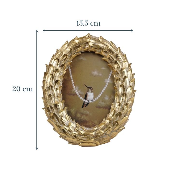 Gold Leaf Pattern Oval Photo Frame - The Golden Theory