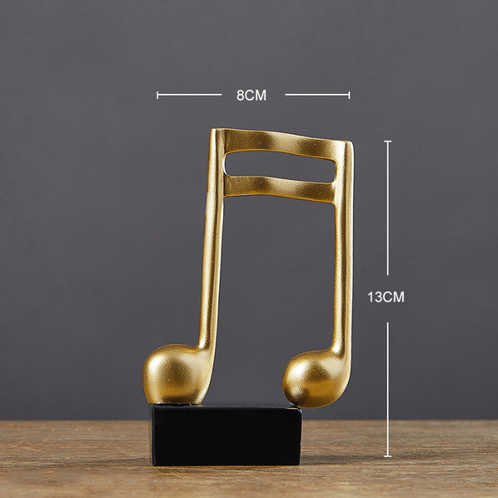Gold Musical Note Figurine on Black Base - The Golden Theory