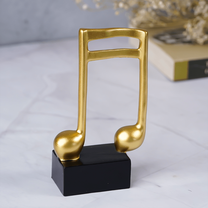 Gold Musical Note Figurine on Black Base - The Golden Theory