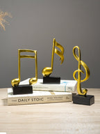 Gold Musical Note Sculptures with Black Bases | Set of 3 - The Golden Theory
