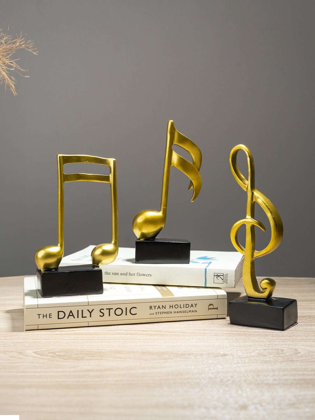 Gold Musical Note Sculptures with Black Bases | Set of 3 - The Golden Theory