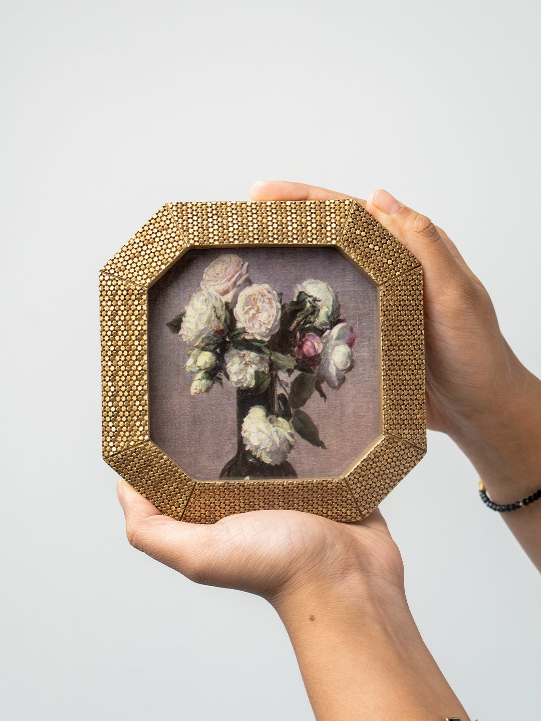 Gold Octagonal Photo Frame with Textured Detail - The Golden Theory