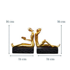 Gold Reading and Thinking Bookend Sculptures - Modern Art Decor - The Golden Theory