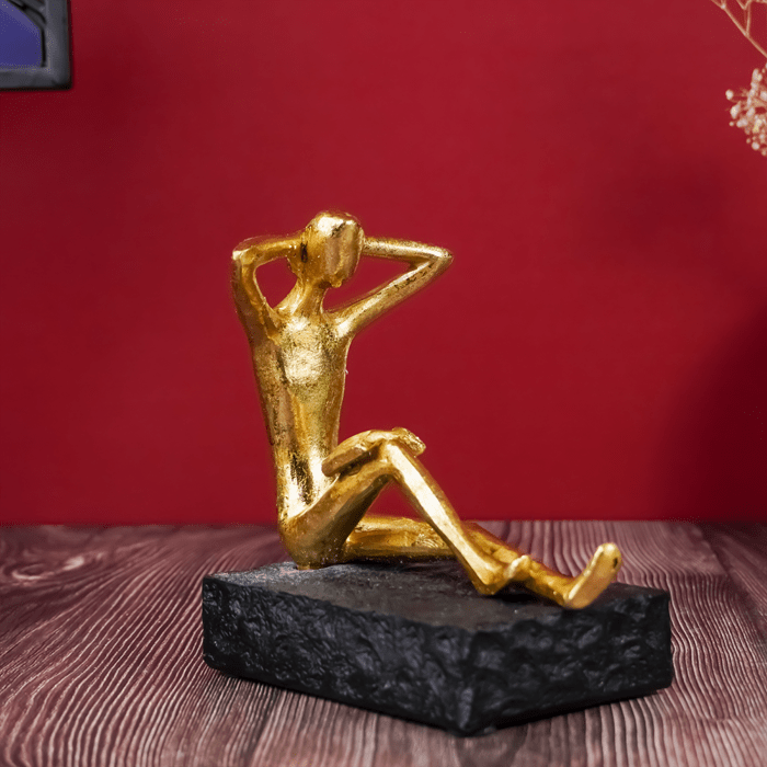 Gold Reading and Thinking Bookend Sculptures - Modern Art Decor - The Golden Theory
