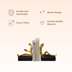Gold Reading and Thinking Bookend Sculptures - Modern Art Decor - The Golden Theory