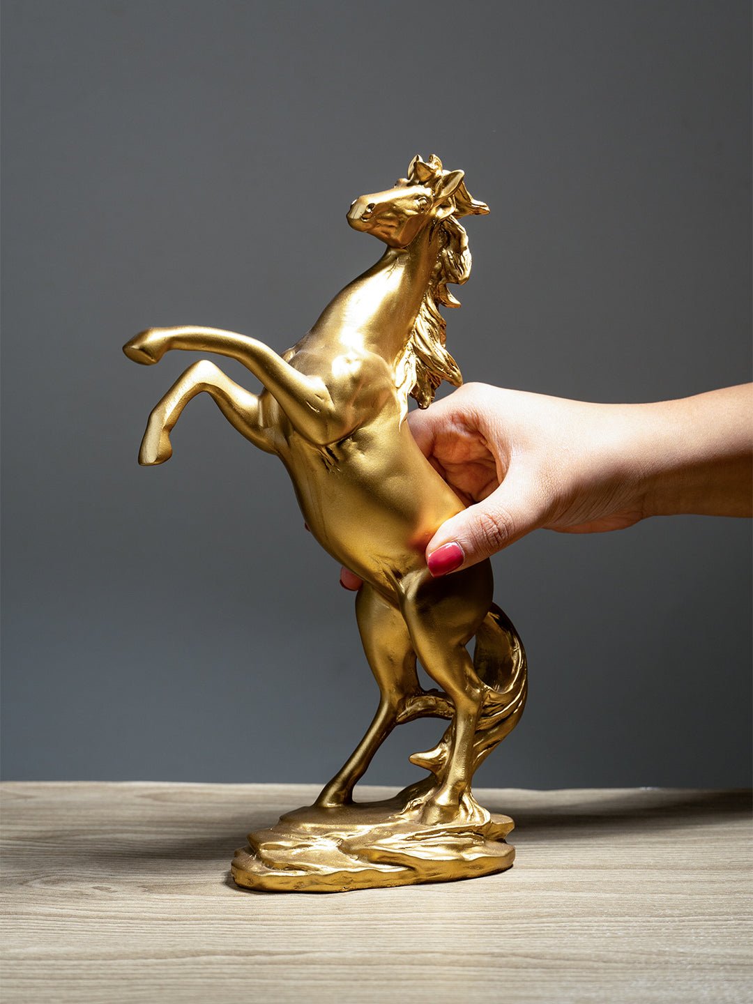 Gold Rearing Horse Sculpture - The Golden Theory