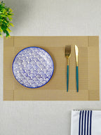 Gold Rectangular Table Mat with Textured Weave - The Golden Theory