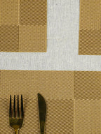 Gold Rectangular Table Mat with Textured Weave - The Golden Theory
