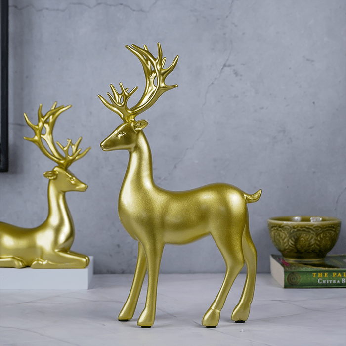 Gold Reindeer Statues - The Golden Theory