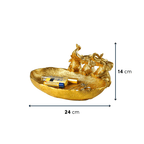 Gold Resin Elephant Trio Decorative Tray with Textured Finish - The Golden Theory