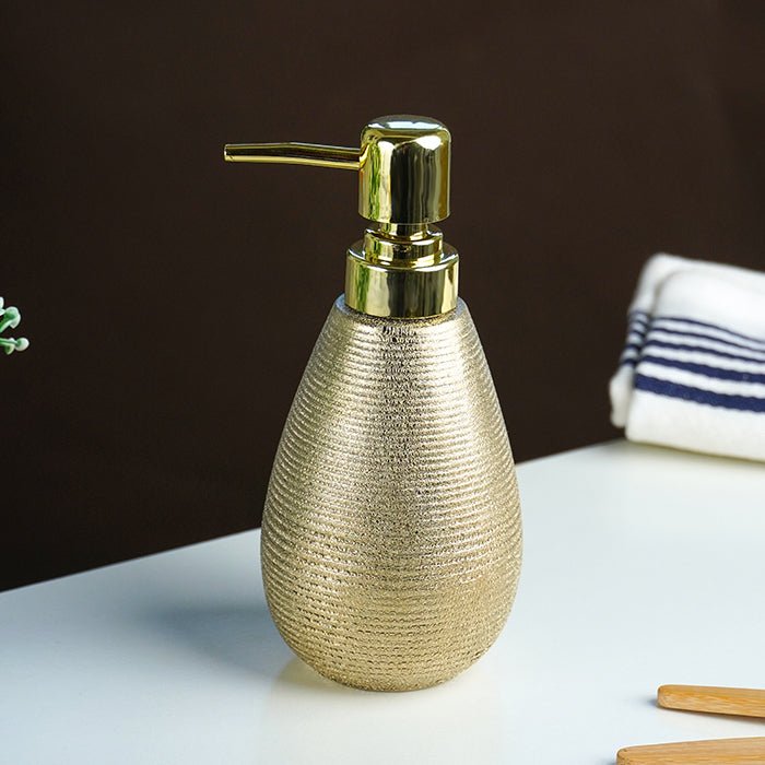 Gold Textured Ceramic Soap Dispenser Secondary image