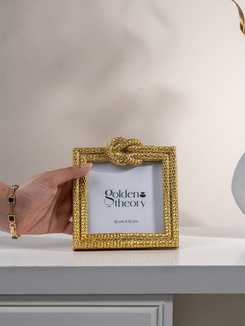 Gold Textured Photo Frame with Knot Detail - The Golden Theory