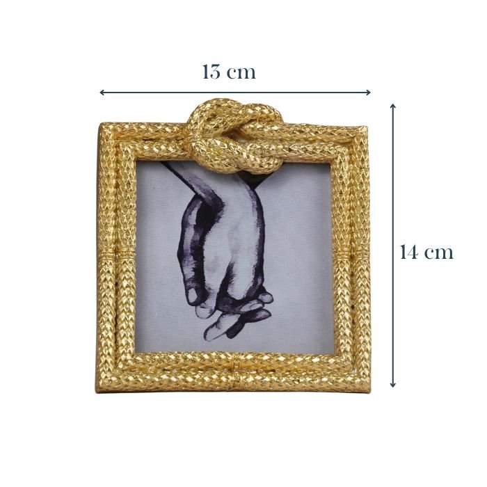 Gold Textured Photo Frame with Knot Detail - The Golden Theory