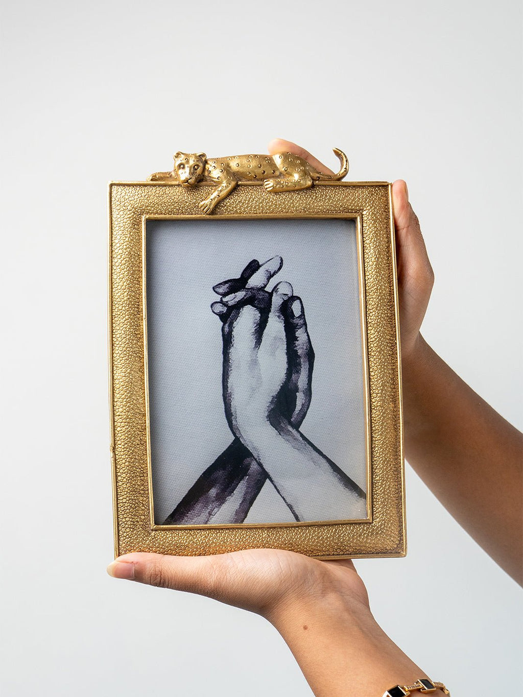Gold Textured Photo Frame with Leopard Detail - The Golden Theory